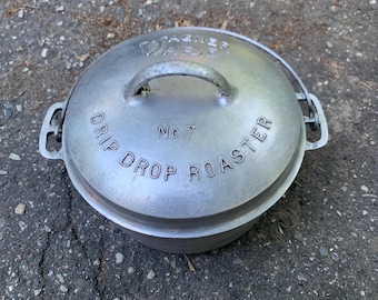 Vintage Wagner Ware Sidney O No. 7 Drip Drop Roaster aluminium braadpan met deksel