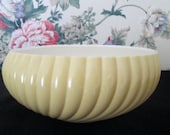 Vintage Fire King Anchor Hocking Vitrock Fired on Happy Yellow Ribbed Shallow Bowl Planter