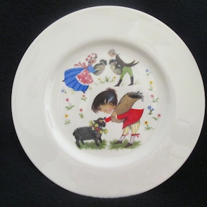 Vintage Pickard China Baa Baa Black Sheep Childs Plate Nursery Rhyme Plate Hand Decorated