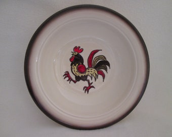 Vintage Metlox Poppytrail Red Rooster Vegetable Serving Bowl Made in California 674