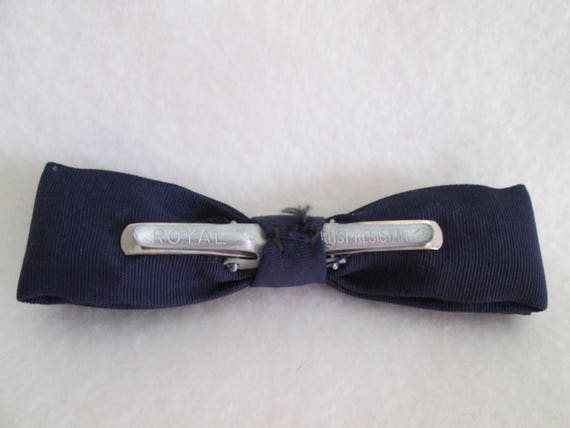 Vintage Royal Boys Clip On Bow Tie Navy Blue Bow … - image 10