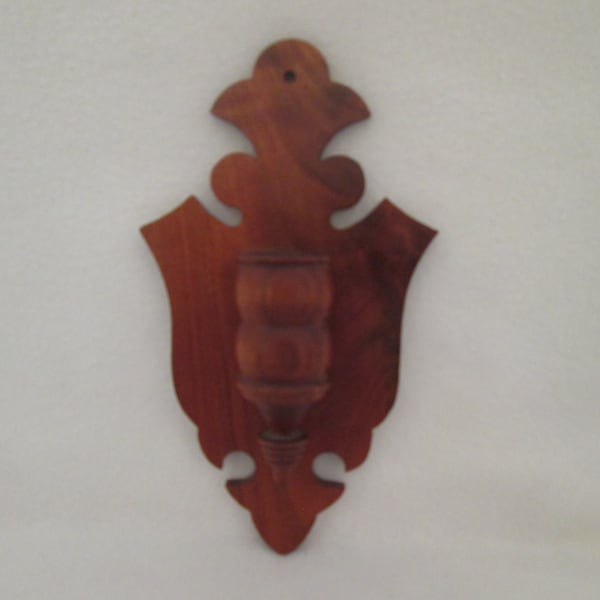 Vintage Handmade Walnut Wood Match Holder Wall Sconce Handmade by Dean F Berger