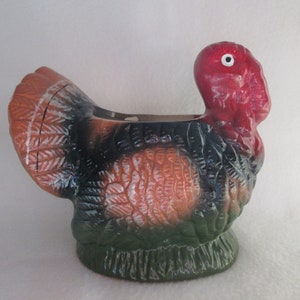Vintage Turkey Planter Holland Flora Inc 1986 Ceramic Pottery Thanksgiving Decor Made in Taiwan