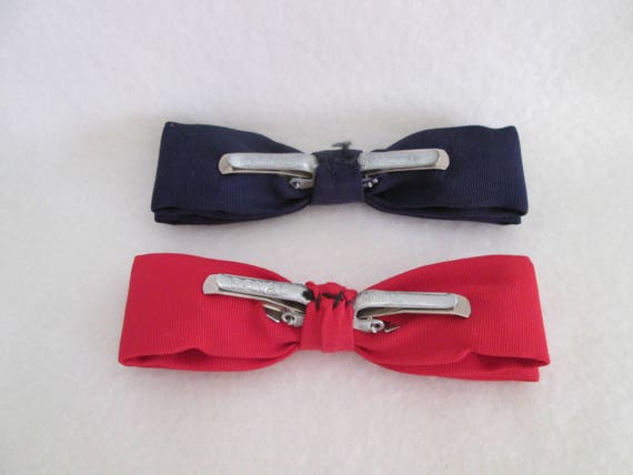 Vintage Royal Boys Clip On Bow Tie Navy Blue Bow … - image 8