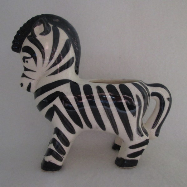 Vintage Zebra Ceramic Planter Flower Pot Wildlife Planter Zebra Decor Zebra Figurine