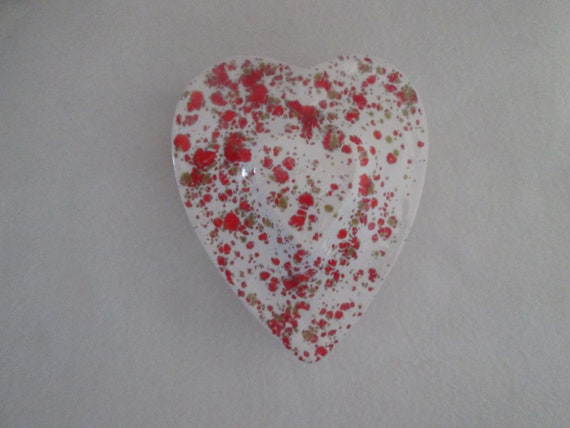 Vintage Heart Shaped Drip Glazed Ceramic Lidded C… - image 2