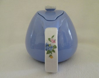 Vintage Hall China Pert Rose Parade Sani-Grid 3-4 Cup Teapot Made in USA 1259 Hall's Superior Quality Kitchenware Cadet Blue