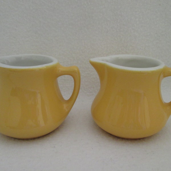 Vintage Hall China Yellow Creamers Individual Creamers Individual Syrup Pitchers Individual Sauce Pitchers