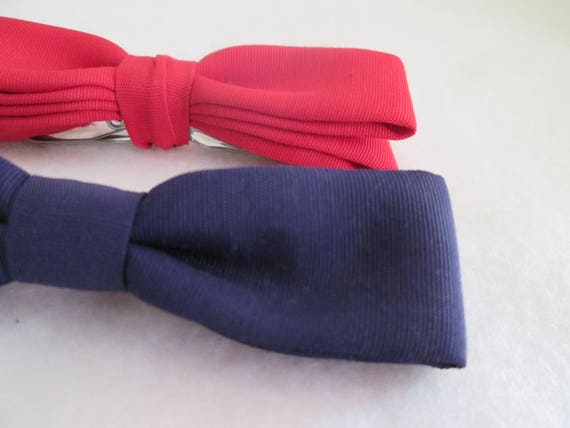Vintage Royal Boys Clip On Bow Tie Navy Blue Bow … - image 4