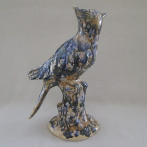 Vintage Bird Figurine Holland Mold Drip Glazed Shades of Blues Greens Tans with White Bird Statues Bird Knick Knacks