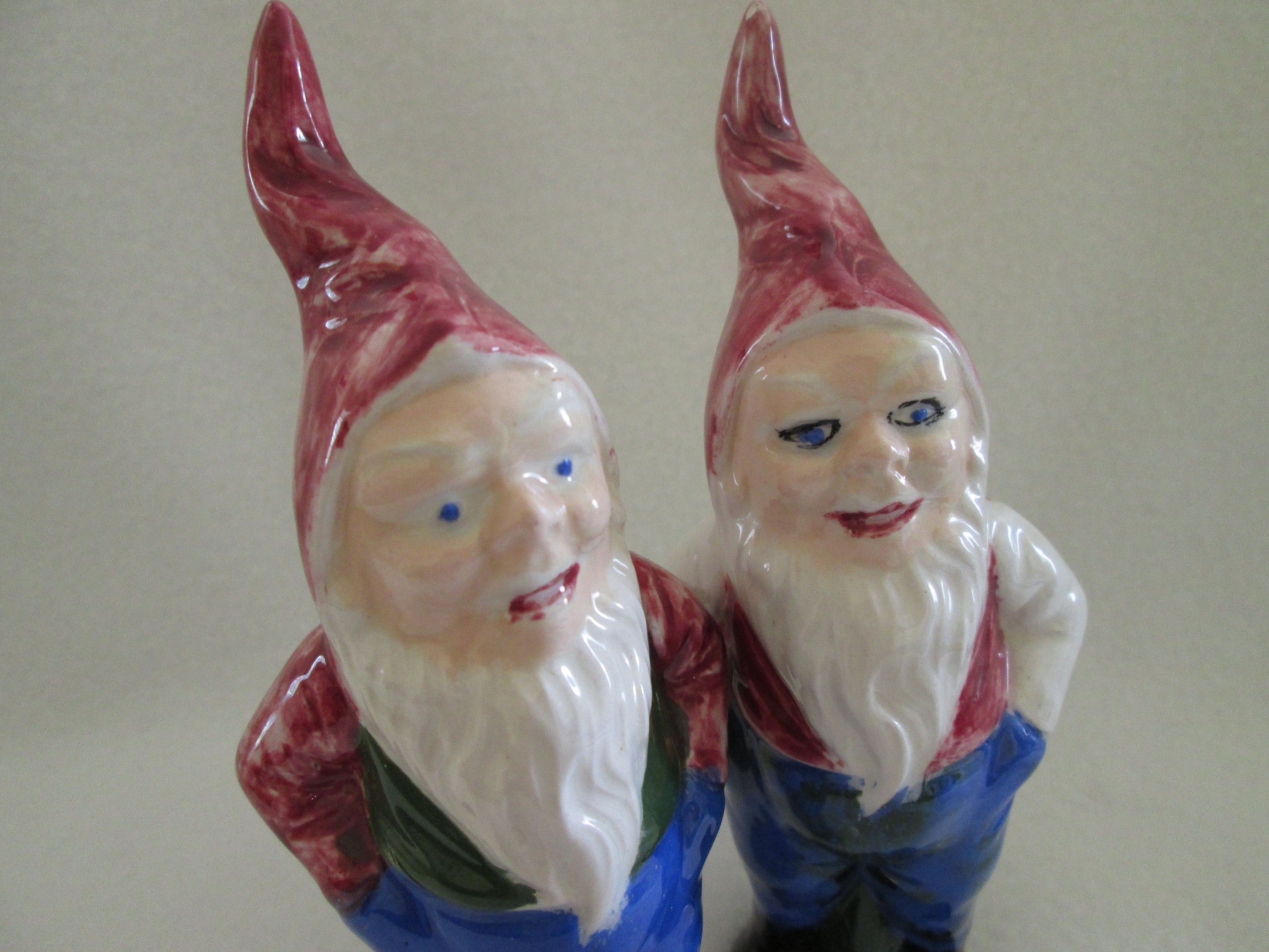 Vintage Gnome Figurines Dwarf Figurines Hand Painted Ceramic Etsy