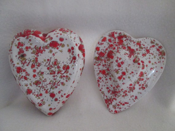 Vintage Heart Shaped Drip Glazed Ceramic Lidded C… - image 9