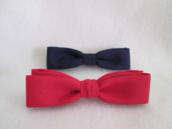 Vintage Royal Boys Clip On Bow Tie Navy Blue Bow … - image 6