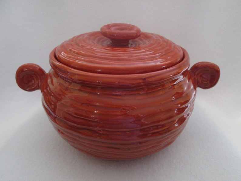 Vintage Soup Tureen with Lid USA Pottery Burnt Orange Coiled Etsy