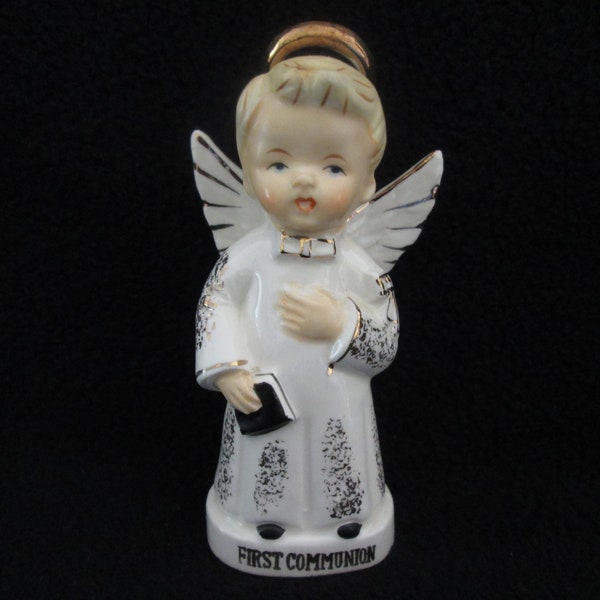 Vintage Sanmyro Boy First Communion Angel Ceramic Figurine Knick Knack Sanmyro Japan