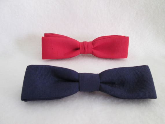 Vintage Royal Boys Clip On Bow Tie Navy Blue Bow … - image 2
