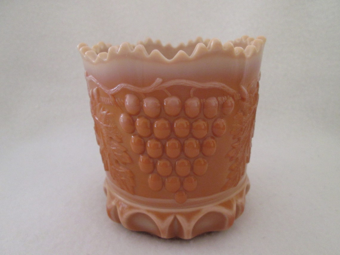 Vintage Mosser Glass Sugar Bowl Grape and Cable Caramel Slag Etsy
