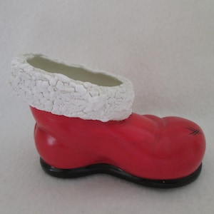 Vintage Ceramic Santa Claus Boot Complete with Creases Christmas Holiday Decor Santa Clause Planter