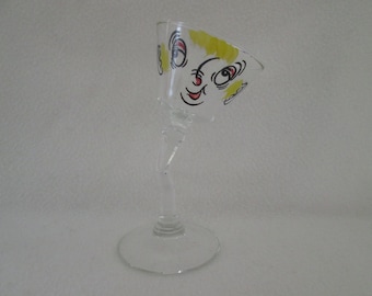 Vintage Gay Fad Beau Brummel Tipsy Martini Glass Novelty Barware Cocktail Glass