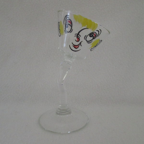 Vintage Gay Fad Beau Brummel Tipsy Martini Glass Novelty Barware Cocktail Glass