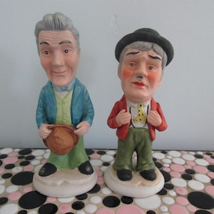 Vintage Laurel and Hardy Comedy Team Figurines Bisque Porcelain Stan Laurel Oliver Hardy
