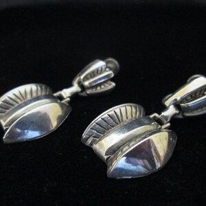 Vintage Embossed Silver Tone Screw Back Dangling Earrings
