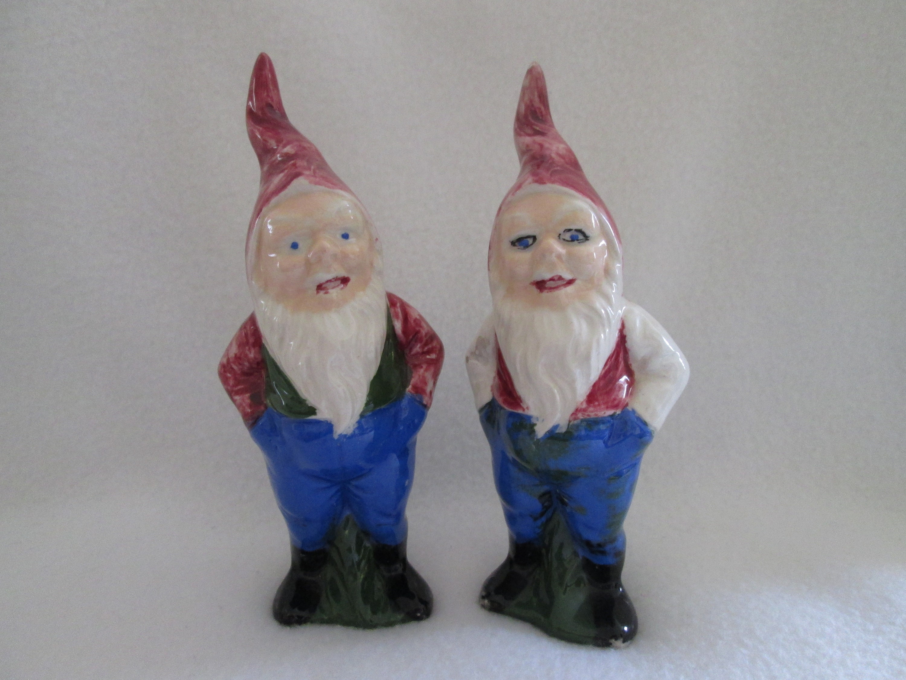 Vintage Gnome Figurines Dwarf Figurines Hand Painted Ceramic Etsy