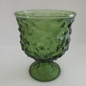 Vintage E O Brody Co Green Crinkle Glass Pedestal Vase Planter Compote  M3000 Cleveland USA