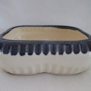 Vintage RRP Co Art Pottery Planter Roseville Ohio  Rectangle Planter Blue and White 413-8