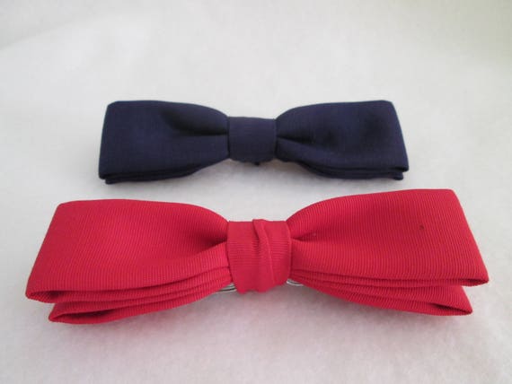 Vintage Royal Boys Clip On Bow Tie Navy Blue Bow … - image 3