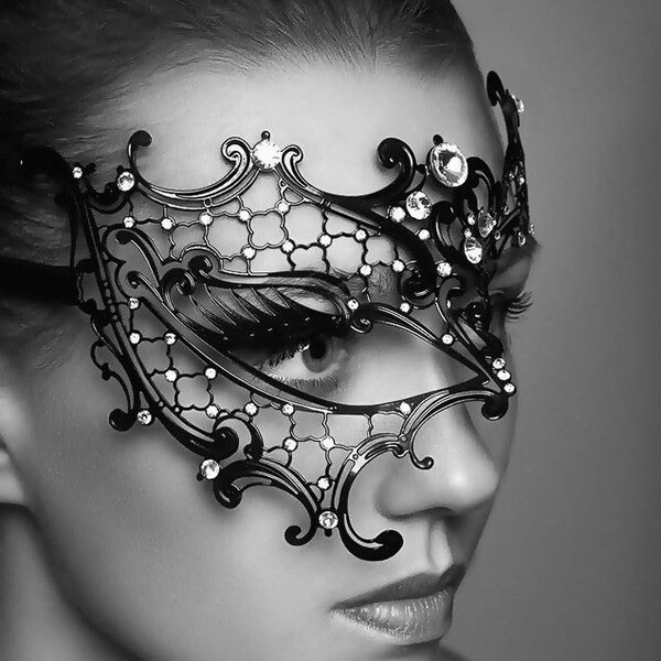 ON SALE! Phantom of the Opera Inspired Costume Mask, Laser Cut Masquerade Ball Mask, Detailed with Clear Swarovski Rhinestones Mask