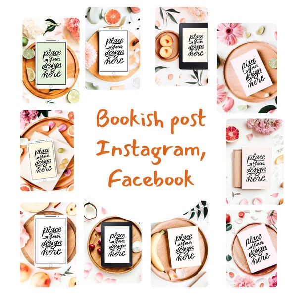 10 Bookstagram mockup bundle, Seasonal Props for Social Media Posts, Bookish mockups photos, Bookstagram Background, Kindle, Ipad, Book