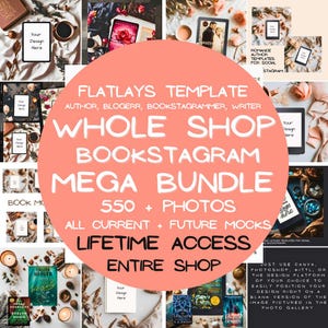 Pacchetto completo del negozio, modelli di Bookstagram, flatlay di ebook, mockup di tablet Kindle e iPad, promozione del libro dell'autore, foto stock per la pubblicazione sui social media