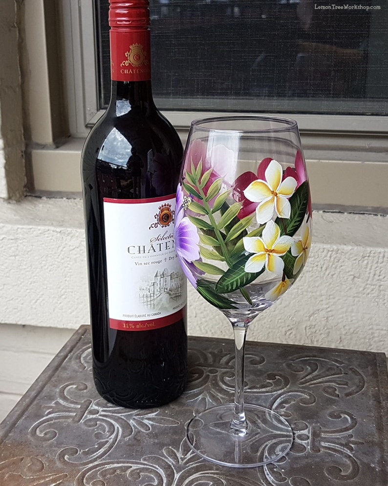 Hawaiian Tropical Hand Painted Wine Glasses Set of 2 Island Etsy