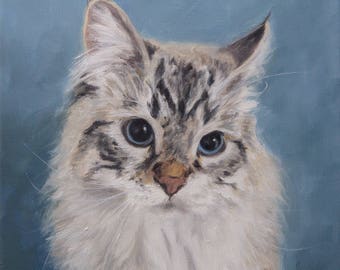 Cat portrait custom, Cat Portrait, Cat Painting, oil painting on canvas. 50% DEPOSIT. Handmade Custom pet portrait.