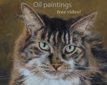 Custom cat painting, Cat Portrait, Cat Painting - oil painting on canvas. 50% DEPOSIT. Handmade Custom pet portrait.