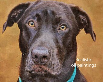 Pet Portrait, Dog Portrait, Dog Painting, Dog Art - oil painting on canvas.  50% DEPOSIT. Handmade Custom pet portrait.