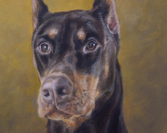 Custom Pet Portrait | Dog Portrait | Cat Portrait | Portrait from Photo | Custom Pet Painting | Pet Memorial Gift | Oil Painting | Doberman