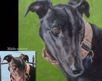 Pet portrait custom dog portrait - oil painting on canvas.  50% DEPOSIT. Handmade Custom pet portrait.