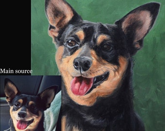Custom pet portraits, custom dog portrait - oil painting on canvas. 50% DEPOSIT. Handmade Custom pet portrait.
