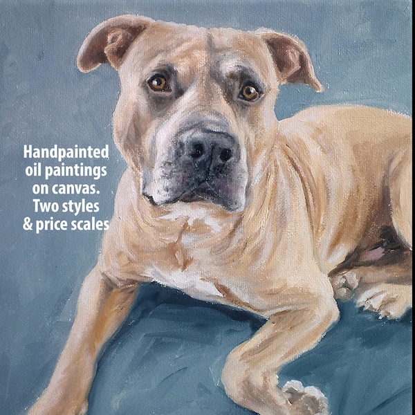 Retratos de mascotas personalizados, retrato de perro personalizado - pintura al óleo sobre lienzo. DEPÓSITO DEL 50%. Retrato de mascota personalizado hecho a mano. Regalo del Día del Padre.