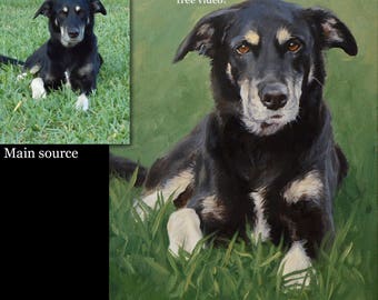 Custom pet portraits, custom dog portrait - oil painting on canvas.  50% DEPOSIT. Handmade Custom pet portrait.