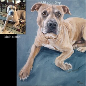 Custom pet portraits, custom dog portrait oil painting on canvas. 50% DEPOSIT. Handmade Custom pet portrait. Fathers Day Gift. image 2