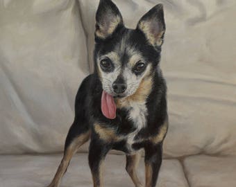 Pet Painting, Dog portrait, Pet portrait, Dog Art, Chihuahua -oil painting on canvas.  50% DEPOSIT. Handmade Custom pet portrait.