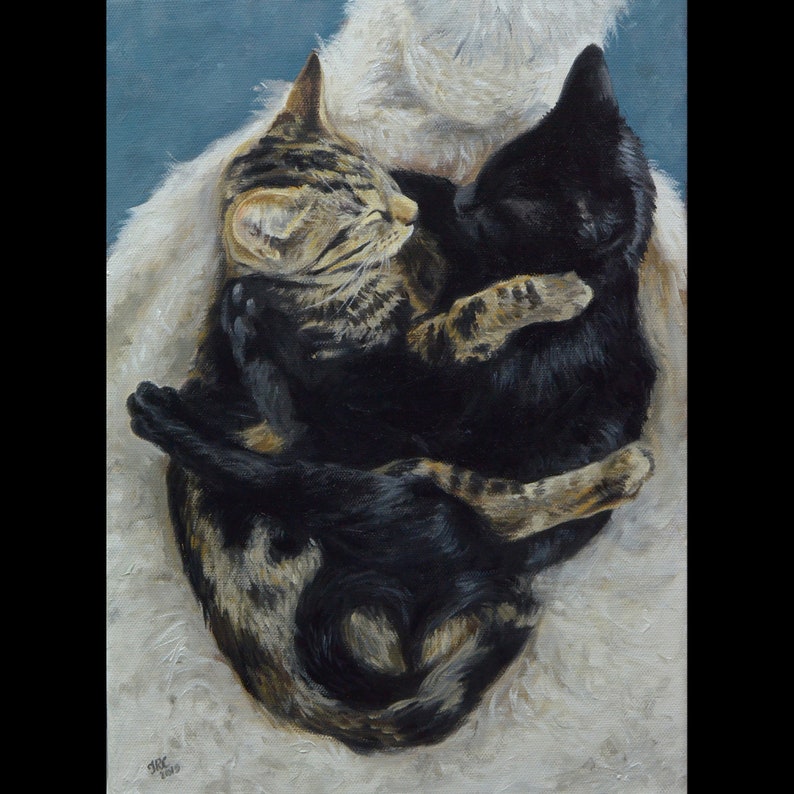 Cat Painting oil painting on canvas 50/% DEPOSIT Cat Portrait TWO CATS. Handmade Custom pet portrait Cat portrait custom