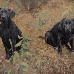 Custom Dog portrait, Pet portrait, Dog Painting, Dog Art - oil painting on canvas. 50% DEPOSIT. Handmade Custom pet portrait. TWO DOGS