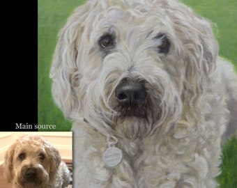 Custom pet portrait painting, Dog Portrait, Dog Painting - oil painting on canvas.  50% DEPOSIT. Handmade Custom pet portrait.