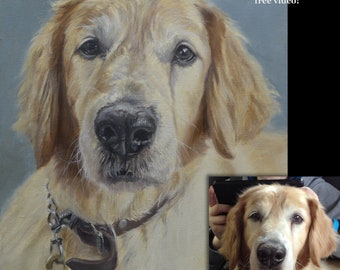 Custom pet portrait painting, Dog Portrait, Dog Painting - oil painting on canvas.  50% DEPOSIT. Handmade Custom pet portrait.