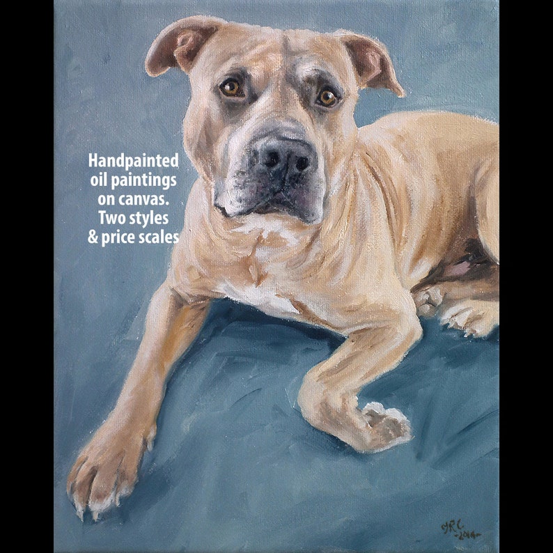 Custom pet portraits, custom dog portrait oil painting on canvas. 50% DEPOSIT. Handmade Custom pet portrait. Fathers Day Gift. image 1