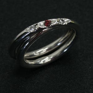 Bague chevauchée sertie de 3 Oxyde de zirconium fait main sur mesure en argent massif image 4